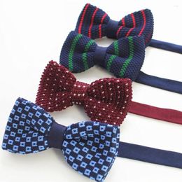 Bow Ties RBOCOKnitted Men Women Striped Bowtie Double-deck Adjustable Fashion Solid For Wedding Party