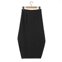 Skirts Women 2023 Fashion Summer Irregular Midi Dress Retro Black High Waist Zipper Asymmetrical Casual Chic Female Mujer