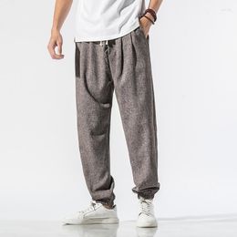 Men's Pants Summer Large Size Men Cotton Linen Solid Colour Chinese Style Casual Harem Male Loose Trousers