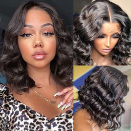 Short Natural Wave Lace Front Human Hair Wig Curly With Baby Hair for Black Women Plucked Hairline Brazilian Lace Wig 12-18 inch