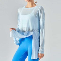 Women's T-Shirt 2022 Long Sleeves Shirts Women Quick Drying Thin Sports Tops Casual Loose Fitness T-shirts Women Workout Clothes Gym Wear J2305