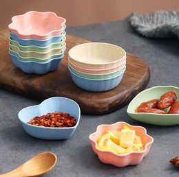 4 Designs Seasoning Dishes Snack Plates Salt Vinegar Soy Sauce Saucer Condiment Containers Degradation Wheat Straw Bowl SN5247