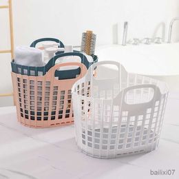 Basket Folding Storage Basket with Handles Portable Tote Hollow Bathing Organizer for Home Bedroom Shower Shampoo Snacks Toys