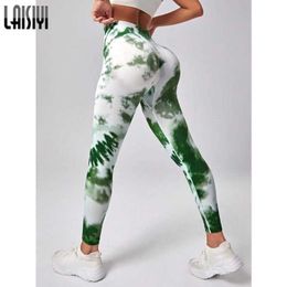 Women's Pants Capris LAISIYI Tie Dye Seamless Leggings Push Up Women High Waist Sports Fitness Pants Elastic Butt Lifting Seamless Leggins 15 Colours J230529