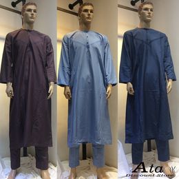 Ethnic Clothing Aman Adult Jubba Thobe Muslim Two Pieces Set For Men Pakistan Dubai Saudi Abaya Prayer Islam Clothing Worship Suit High-Quality 230529