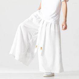 Men's Pants 2023 Summer Mens Wide Leg Oversized Vintage Men Clothing Loose Ice Silk Casual White Male Japanese Harajuku Trousers