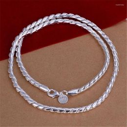 Chains Fine 925 Sterling Silver 4MM Twisted Rope Chain Necklace For Woman Men's Christmas Gifts Luxury Party Wedding Jewellery