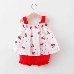 Clothing Sets Summer Thin Newborn Baby Clothes for Girls Set Print Mini Dress and Shorts 2Pcs Infant Outfit