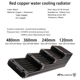 Cooling 360mm/480mm Radiator Copper 30mm Thickness Computer Water Discharge Liquid Heat Exchanger G1/4 Threaded Use for 12cm Fans