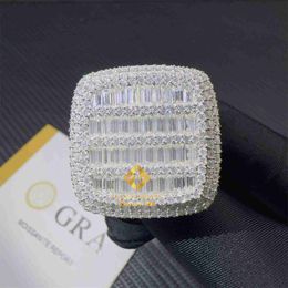 2023 New Trendy Popular Style Iced Out Hip Hop Shining Jewelry Baguette Moissanite Hip Hop Pinky Ring