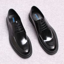 High Quality oxford Style Wedding Dress Man Shoe Formal Office Black Best Men Shoes Genuine Leather Business Round Head Shoes