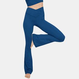 Women's Pants Capris High Waist V-Cross Flare Legging For Women Casual Fitness Pants Hip Raise Butt Lift Slim Breathable Ladies Leggings J230529