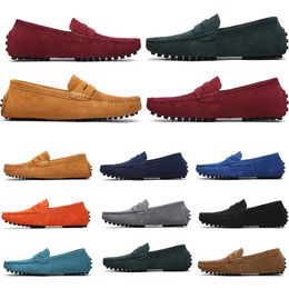 mens women outdoor Shoes Leather soft sole black red orange blue brown orange comfortable Casual Shoes 010