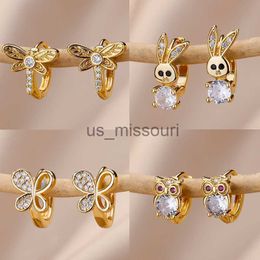 Stud Stainless Steel Rabbit Butterfly Earrings for Women Gold Colour Hoop Earrings 2023 Trending Aesthetic Jewellery pendientes mujer J230529 J230529