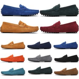 mens women outdoor Shoes Leather soft sole black red orange blue brown orange comfortable Casual Shoes 017