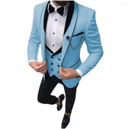 Men's Suits Wedding Groom Men Patchwork Shawl Lapel Slim Fit Business Casual Party Suit Costume Homme Blazer 3 Piece Jacket Vest Pants