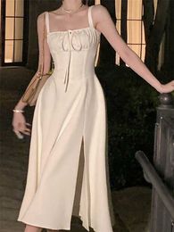 Midi Bandge Dress For Women 2023 Summer New Elegant Vestidos Vintage Fashion Lady Evening Sundress Female Korean Slim Clothing