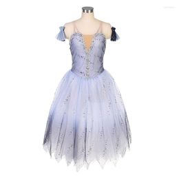 Stage Wear Adult Or Kid Grey Ballet Costumes Long Romantic Dress Flash Yarn For Performance Balet Dancewear In Grey
