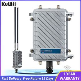 Routers KuWFi 300Mbps Outdoor Router 500mW Wireless Bridge Repeater WiFi Signal Amplifier LongRange Access Point CPE Router 2*8dBi