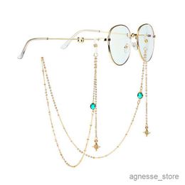Eyeglasses chains Colorful Glass Eyeglasses Chain with Pendant Metal Beaded Women Sunglasses Accessory Necklace Gift Mask Hanging Rope R230530