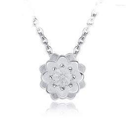 Chains Delicate Charm Beautiful Accessories Women Classical 925 Sterling Silver Pendants 3D Lotus Design Girls Necklace