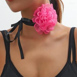 Choker 2023 Exaggerated Black Red Romantic Lace Flower Necklace For Women Delicate Fashion Rope Chian Neck Female Collar
