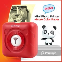 Printers PeriPage Red Inkfree Portable Thermal Photo Printer Mini Label Printer Mobile Android iOS Phone 58mm Pocket Bluetooth A6 Papele