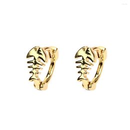 Hoop Earrings EYIKA Cute Copper Gold Plated Mini Fish Bone For Women Small Cartilage Earring Girls Jewellery Accessories Gift