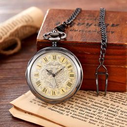 Pocket Watches Relojes De Bolsillo Mechanical Wind Up Fob Watch Exquisite Steampunk Open Face Style PocketWatch Chain Trendy Hand Winding