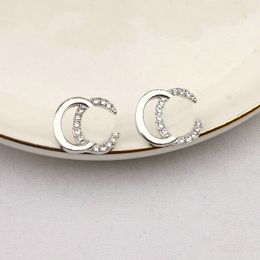 Brand Retro Coloured Diamond Stud Earring Designer Earrings Letters Girls Earrings Luxury Plated Women Wedding Party Jewellery Accessories Classic