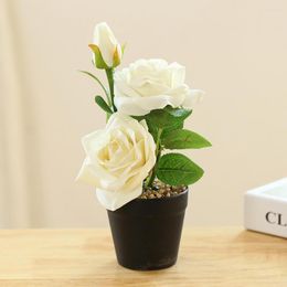Decorative Flowers Chic Fake Bonsai Weather-resistant Artificial Long-lasting Elegant Table Centerpiece Faux Rose Ornamental