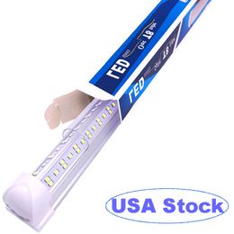 V Shaped Integrated LED Tubes Light 4ft 8ft Bulb Lights T8 72W 9000LM 144W 18000LM Clear Cover Bulbs Shop Cooler Door Lighting Adhesive Exterior crestech888