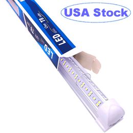 V Shape T8 LED Tube Light 72W 8FT 4FT 8 Feet 144W 6Row Tubes Lights AC85-277V Clear Cover Shop Light High Efficiency Fluorescent Bar Bulb Lamps usalight