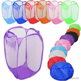 Basket Laundry Bag Pop Up Mesh Washing Foldable Laundry Basket Bag Bin Hamper Storage Square Classification Laundry Basket