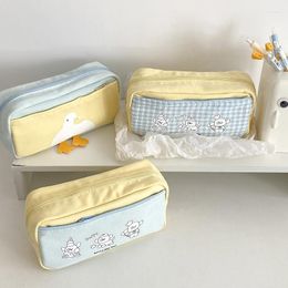 Canvas Puppy Kawaii Big Capacity Milk Yellow Series Pencil Case Cute Pencilcase Pouch Bag Storage School Stationery