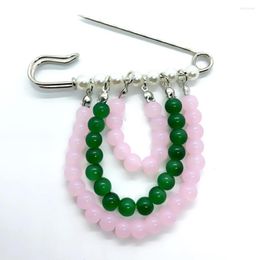 Brooches University Greek Letter Sorority Society Jewellery Pink Green Beads DIY Chain Brooch Pin