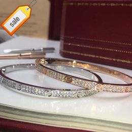 Womens bracelet gold torque bangle Double row diamond luxury Jewellery width 5MM hidden inlay process High fade resistant bracelets designer for women luxuriou FIS1
