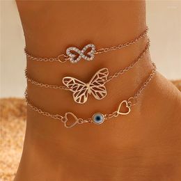 Anklets Gold Colour Butterfly Bohemia Anklet Bacelet For Women Fashion Shiny Zircon Bowknot Heart Bracelet On Leg Foot Charm Jewellery Gift