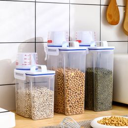 Storage Bottles Sealed Rice Bucket Household Kitchen Moisture-proof Insect-resistant Grain Tank With Measuring Cup Pets Food Containers