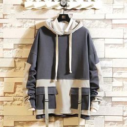 Hoodies Men's Kpop Style Streetwear Pockets Sweatshirts Men Casual Harajuku Clothing Pullover Loose 2023
