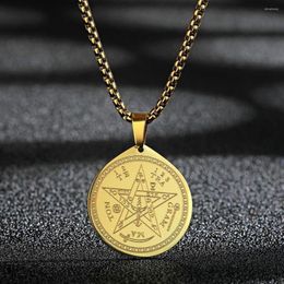 Pendant Necklaces LUTAKU Vintage Stainless Steel Tetragrammaton Necklace For Men Pentagram Talisman Charm Jewelry Gift