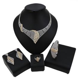 Necklace Earrings Set Yulaili Luxury American Cubic Zirconia Bracelet Earring Ring Wedding Bridal Accessories For Women Jewelery