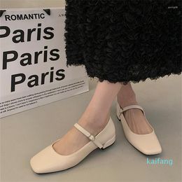 Dress Shoes Beige Square Toe Pumps Women Lolita Fashion 2023 Heeled Ladies Elegant