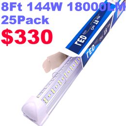 V-Shaped Integrate T8 LED Tube 8 Feet Fluorescent Lamp 144W 8Ft 6 Rows Light Tubes Cooler Door Lighting Adhesive Exterior Shop Lights Clear Cover crestech168