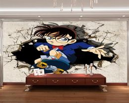 3D View Detective Conan Po carta da parati Cartone animato giapponese Murale Kids Boy Carta da parati in seta personalizzata Giant Wall Art decor Camera da letto Home De9920596