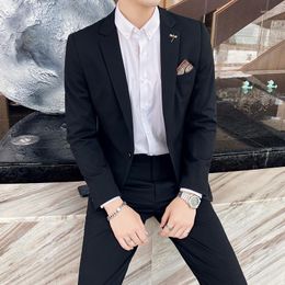 Men's Suits Plus Size 7XL 6XL (Jacket Pant) 2023 Korean Latest Design Men Casual Suit Groom Wedding Stage Tuxedos Business Social