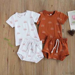 Clothing Sets Newborn Infant Baby 2pcs Summer Outfit Casual Set Short Sleeve Sun Print TopsandShorts for Kids Boys Girls Home Wear