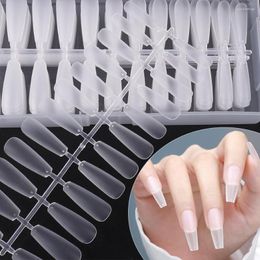 False Nails 240pcs Nail Art Press On Matte Clear Half Stick Coffin Waterdrop Quick Buliding Fake Gel Tips Extension Tool BEA