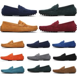 mens women outdoor Shoes Leather soft sole black red orange blue brown orange comfortable Casual Shoes 018