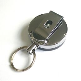 Retractable Metal Card Badge Holder Steel Recoil Ring Belt Clip Pull Key Chain 1OPG Search Pop metal buckle